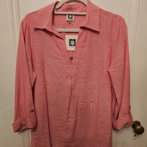 Anne Klein pink linen shirt